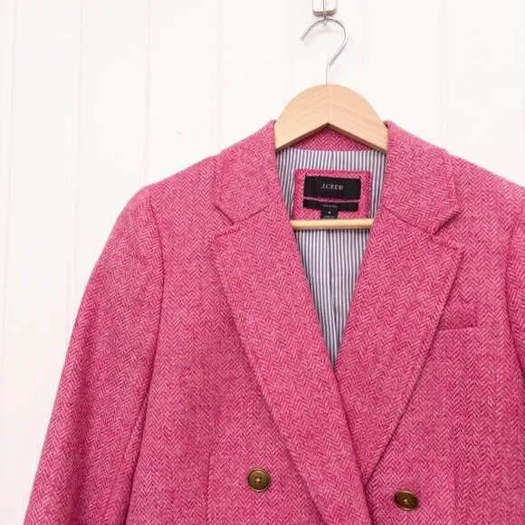 J. Crew Bristol Blazer in Pink English Wool Herringbone Size 4 - Picture 3 of 12